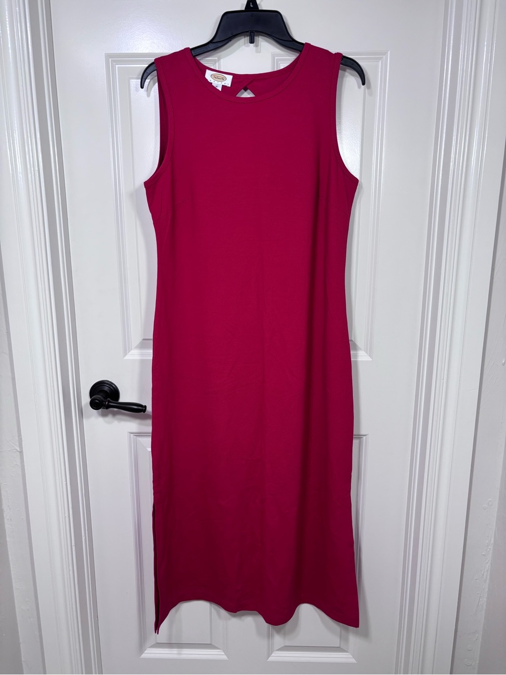 Talbots Sleeveless Sheath Midi Dress Women’s M Red Keyhole Back